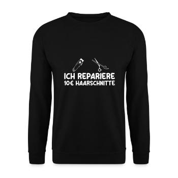 Friseur Salon Friseurschere Haarstylist Friseurin - Unisex Pullover - Schwarz - Vorne - Alina (178cm) & Michal (187cm)