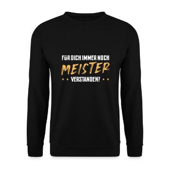 Meisterprüfung bestanden Meisterbrief Meister - Unisex Pullover - Schwarz - Vorne - Alina (178cm) & Michal (187cm)