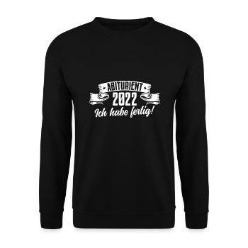 Abitur 2022 Matura Abiturient Geschenkidee - Unisex Pullover - Schwarz - Vorne - Alina (178cm) & Michal (187cm)