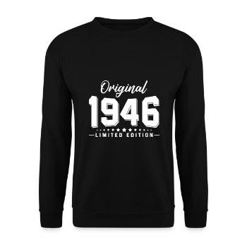 76 Anniversaire Millésime 1946 - Sweat-shirt Unisexe - noir - Devant - Alina (178cm) & Michal (187cm)