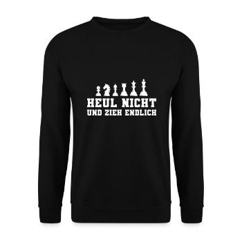 Schach Heul nicht Schachspieler Geschenk - Unisex Pullover - Schwarz - Vorne - Alina (178cm) & Michal (187cm)