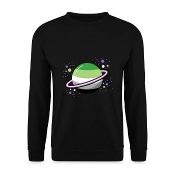 Asexueller Aromantischer Weltraumplanet - Unisex Pullover - Schwarz - Vorne - Alina (178cm) & Michal (187cm)