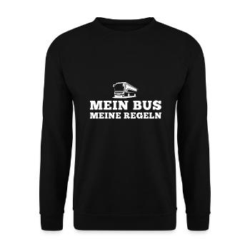 Mein Bus Meine Regeln Busfahrer - Unisex Pullover - Schwarz - Vorne - Alina (178cm) & Michal (187cm)