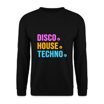 Disco House Techno ballern hard Bass Rave - Unisex Sweatshirt - black - Front - Alina (178cm) & Michal (187cm)