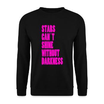 STARS CAN´T SHINE WITHOUT DARKNESS - NEONPINK - Unisex Pullover - Schwarz - Vorne - Alina (178cm) & Michal (187cm)