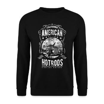 AMERICAN HOTRODS CALIFORNIE - Hotrod Shirt Design - Sweat-shirt Unisexe - noir - Devant - Alina (178cm) & Michal (187cm)