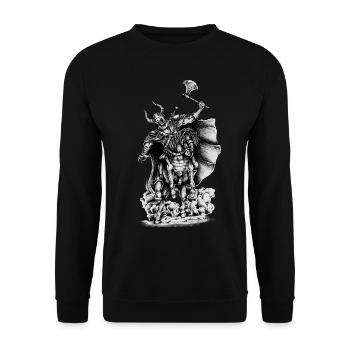 Kämpfer Totetkopf dessiné à la main, Odin, Vikinger - Sweat-shirt Unisexe - noir - Devant - Alina (178cm) & Michal (187cm)