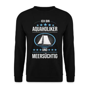 Kapitän Aquaholiker und Meersüchtig Geschenk - Unisex Pullover - Schwarz - Vorne - Alina (178cm) & Michal (187cm)