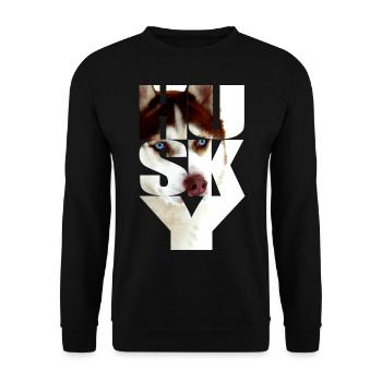 Husky copper red head in the text - Unisex Sweatshirt - black - Front - Alina (178cm) & Michal (187cm)