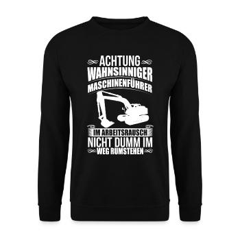 Bagger Maschinenführer Arbeit Beruf Job Gala bau - Unisex Pullover - Schwarz - Vorne - Alina (178cm) & Michal (187cm)