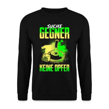 Eisstock Suche Gegner Keine Opfer Stockschütze - Unisex Pullover - Schwarz - Vorne - Alina (178cm) & Michal (187cm)