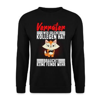 Abschiedsgeschenk Jobwechsel Kollege - Unisex Pullover - Schwarz - Vorne - Alina (178cm) & Michal (187cm)