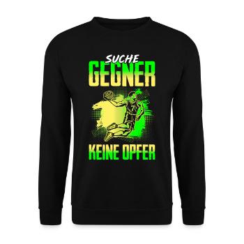 Suche Gegner Keine Opfer Basketball - Unisex Pullover - Schwarz - Vorne - Alina (178cm) & Michal (187cm)