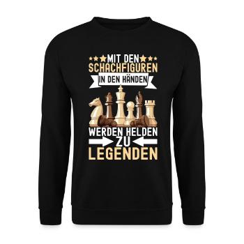 Schach Schachspieler - Unisex Pullover - Schwarz - Vorne - Alina (178cm) & Michal (187cm)
