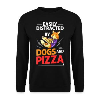 Pizza Hund Essen Pizzeria Italienisch Welpen - Unisex Pullover - Schwarz - Vorne - Alina (178cm) & Michal (187cm)