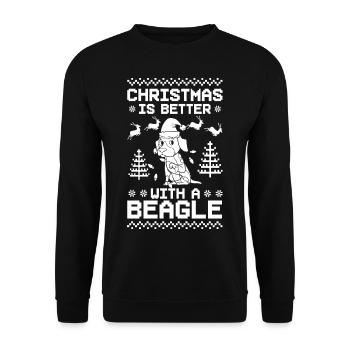 Beagle Dog Puppy Owner Lover Christmas - Unisex Sweatshirt - black - Front - Alina (178cm) & Michal (187cm)