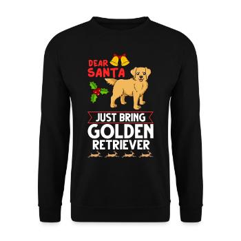 Golden Retriever Hund Welpen Besitzer Weihnachten - Unisex Pullover - Schwarz - Vorne - Alina (178cm) & Michal (187cm)