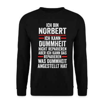 Norbert - Unisex Pullover - Schwarz - Vorne - Alina (178cm) & Michal (187cm)