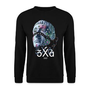 Traurige Traurigkeit Grafik - Unisex Pullover - Schwarz - Vorne - Alina (178cm) & Michal (187cm)