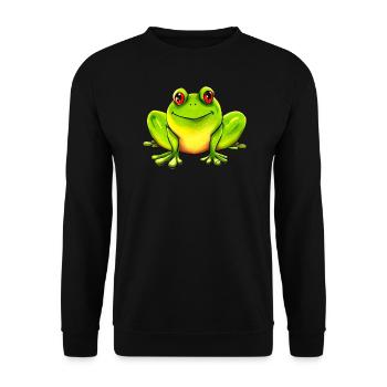 Grenouille drôle vert yeux rouges mignons - Sweat-shirt Unisexe - noir - Devant - Alina (178cm) & Michal (187cm)