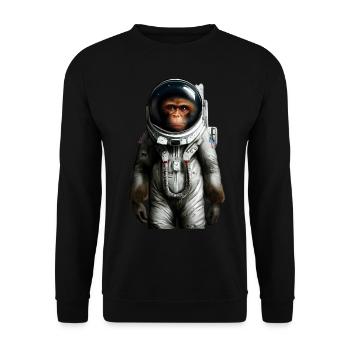 Weltraum Astronaut Affe - Unisex Pullover - Schwarz - Vorne - Alina (178cm) & Michal (187cm)