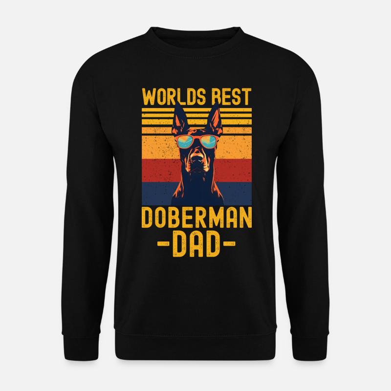 Dobermann mit sonnenbrille retro - Unisex Pullover - Schwarz