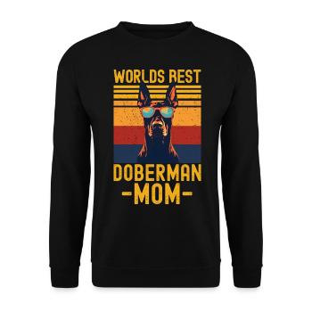 Dobermann mit sonnenbrille retro - Unisex Pullover - Schwarz - Vorne - Alina (178cm) & Michal (187cm)