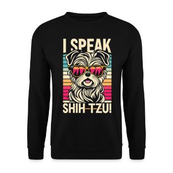 Shih-Tzu in retro look - Unisex Sweatshirt - black - Front - Alina (178cm) & Michal (187cm)