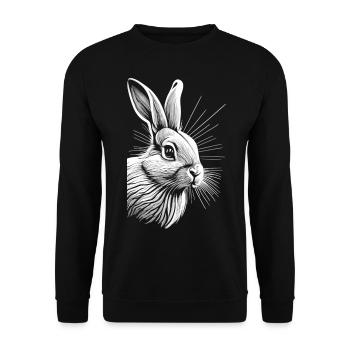 Houblon doux : Le lapin au blanc délicat - Sweat-shirt Unisexe - noir - Devant - Alina (178cm) & Michal (187cm)