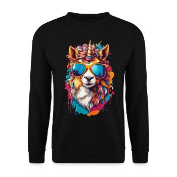 Einhorn magisch süß cool niedlich Pony - Unisex Pullover - Schwarz - Vorne - Alina (178cm) & Michal (187cm)
