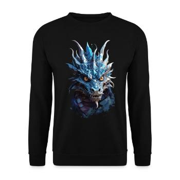 Schattiger Drache - Nachtzauber - Unisex Pullover - Schwarz - Vorne - Alina (178cm) & Michal (187cm)