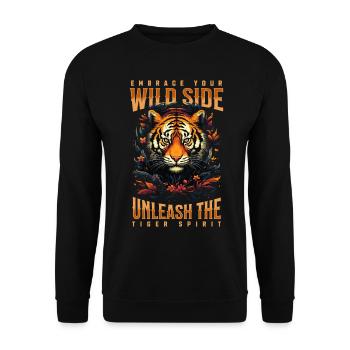 Tigre, Tête De Tigre, Gros Chat, Prédateur, Fort, Puissance - Sweat-shirt Unisexe - noir - Devant - Alina (178cm) & Michal (187cm)