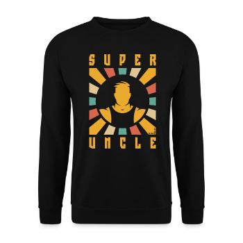 Super Uncle (Strahlen / 4C) - Unisex Pullover - Schwarz - Vorne - Alina (178cm) & Michal (187cm)