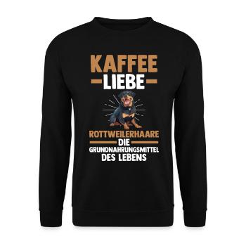 Kaffee Hund Rottweiler - Unisex Pullover - Schwarz - Vorne - Alina (178cm) & Michal (187cm)