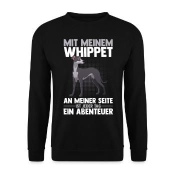 Hund Whippet - Unisex Pullover - Schwarz - Vorne - Alina (178cm) & Michal (187cm)