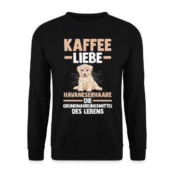 Hund Kaffee Havaneser - Unisex Pullover - Schwarz - Vorne - Alina (178cm) & Michal (187cm)
