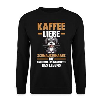 Hund Kaffee Schnauzer - Unisex Pullover - Schwarz - Vorne - Alina (178cm) & Michal (187cm)