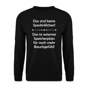 Das sind keine Speckröllchen! - Unisex Pullover - Schwarz - Vorne - Alina (178cm) & Michal (187cm)
