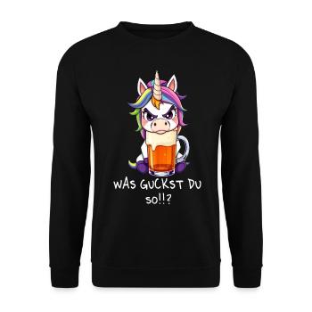 Dictons de bière Licorne Licorne - Que regardez-vous - Sweat-shirt Unisexe - noir - Devant - Alina (178cm) & Michal (187cm)
