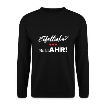 Eifel Liebe Ahr Ahrtal Heimat Herz Wandern Region - Unisex Pullover - Schwarz - Vorne - Alina (178cm) & Michal (187cm)