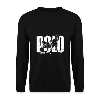 Dinosaurier (Dino) Polo - lustig & gefährlich - Unisex Pullover - Schwarz - Vorne - Alina (178cm) & Michal (187cm)