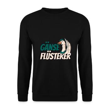 Gans Gänse Flüsterer Bauernhof Geschenk - Unisex Pullover - Schwarz - Vorne - Alina (178cm) & Michal (187cm)