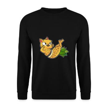 Pineapple Cat - Unisex Sweatshirt - black - Front - Alina (178cm) & Michal (187cm)