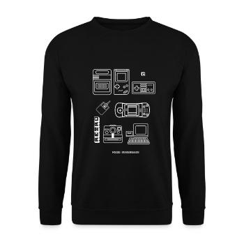 retro game blaupause nerd pc game 8bit konsole lol - Unisex Pullover - Schwarz - Vorne - Alina (178cm) & Michal (187cm)