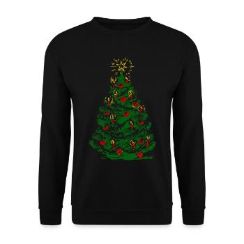 Weihnachtsbaum mit Kerzen und Stern - Unisex Pullover - Schwarz - Vorne - Alina (178cm) & Michal (187cm)