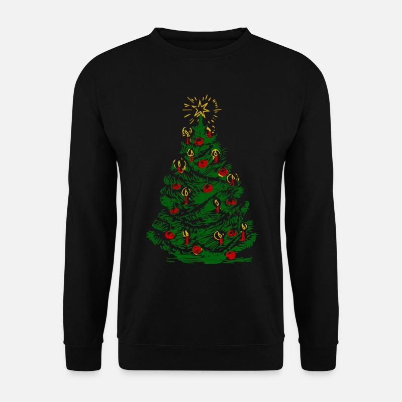 Weihnachtsbaum mit Kerzen und Stern - Unisex Pullover - Schwarz