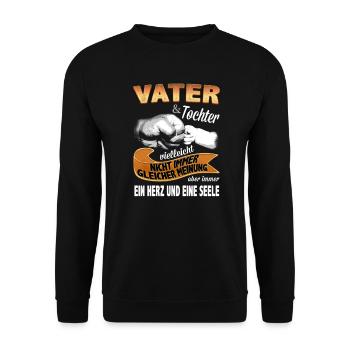 VATER & TOCHTER - Unisex Pullover - Schwarz - Vorne - Alina (178cm) & Michal (187cm)
