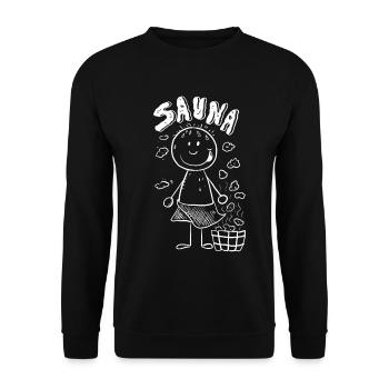 Dampf Sauna Strichmännchen - Unisex Pullover - Schwarz - Vorne - Alina (178cm) & Michal (187cm)