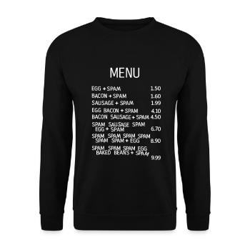 Besonders absurde Speisekarte - Unisex Pullover - Schwarz - Vorne - Alina (178cm) & Michal (187cm)