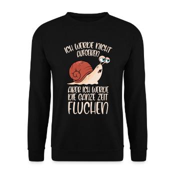 Joggen Schnecke Spruch nicht aufgeben aber fluchen - Unisex Pullover - Schwarz - Vorne - Alina (178cm) & Michal (187cm)